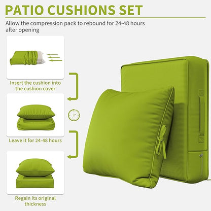 Premium Outdoor Seat Cushion Chair Cushions for Patio Furniture 19 L X 19 W X 4 H Waterproof & Fade Resistant Deep Seat and Backrest Cushion Set with Removable Covers for Chair, Sofa