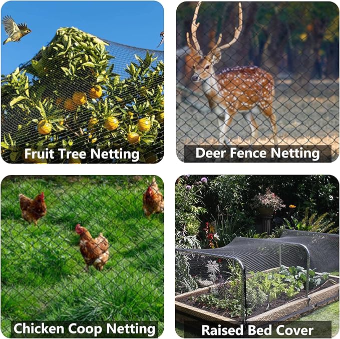 20x40ft Bird Netting, 1/2 inch Mesh, Heavy Duty Garden Netting for Fruit Trees, Blueberry Bushes, Vegetables, Extra Strong Woven Mesh Against Birds, Deer, Squirrels, Poultry and Other Animals