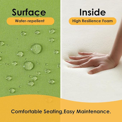 Outdoor Sunbrella Square Corner Seat Cushion, 18.5"x16"x3", Set of 4, Non Slip Seat Cushion Pads with Removable Cover for Patio Furniture, Garden Yard Lawn, Canvas Ginkgo