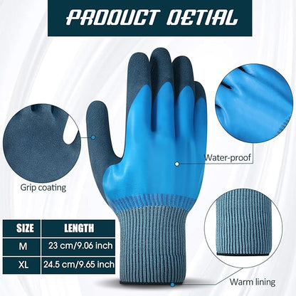 Mimorou 12 Pairs Waterproof Work Gloves for Men and Women Gardening Glove Liquid Proof Double Coated Working Glove Mitten
