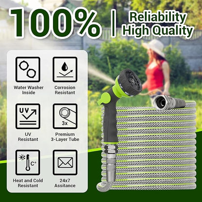 100 FT Non-Expandable Garden Hose – Heavy Duty Water Hose for Large Properties & Extended Reach, 1/2" ID, 3/4" Swivel Fittings, Kink & Leak Resistant