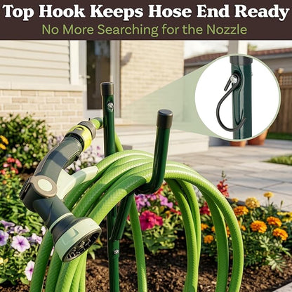 Water Hose Holder - Easy-to-Install Garden Hose Storage Metal Rack with Stake - Outdoor Freestanding Reel for Yard or Landscaping by Stalwart