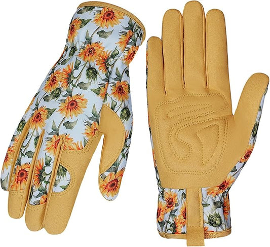 Pleneal Gardening Gloves for Women - Leather Garden Gloves Thorn Proof, Outdoor Protective Working Gloves