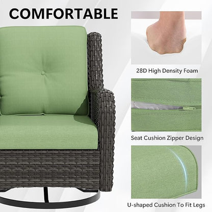 Outdoor Chair Cushions Set for Patio Furniture, 22x25/22x24 Inch, Waterproof & Fade Resistant Patio Chair Cushions, Thick Patio Furniture Cushion for Chair, Sofa, and Couch (Green, 3 Set)