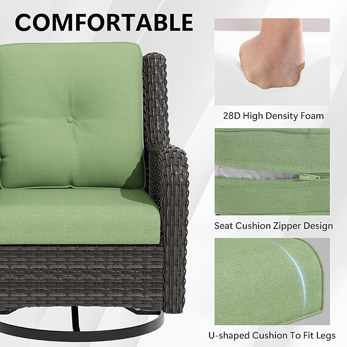 Outdoor Chair Cushions Set for Patio Furniture, 22x25/22x24 Inch, Waterproof & Fade Resistant Patio Chair Cushions, Thick Patio Furniture Cushion for Chair, Sofa, and Couch (Green, 6 Set)