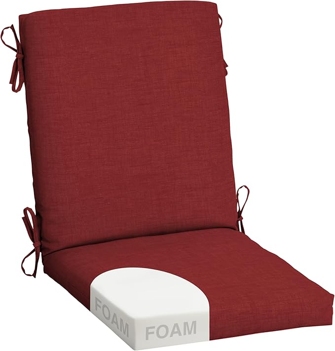 Arden Foam Outdoor Dining Chair Cushion, 20 x 44, Premium High-Density Foam, Never Flattens, Weather-Proof for Outdoor Chairs, Ruby Red Leala