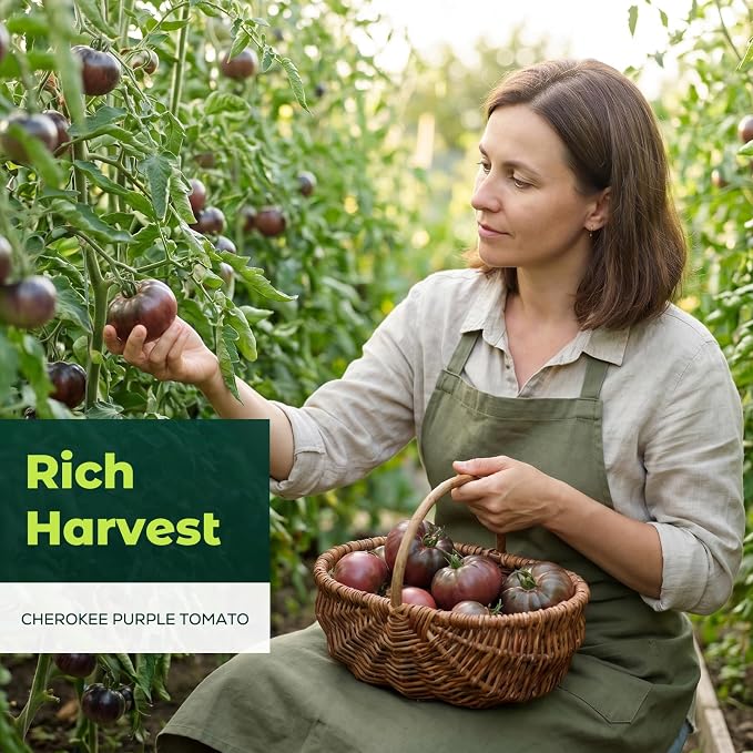 400 Heirloom Cherokee Purple Tomato Seeds for Planting – Unique Dark Purple Beefsteak, Rich Flavor, High Germination, Ideal for Home Garden & Container