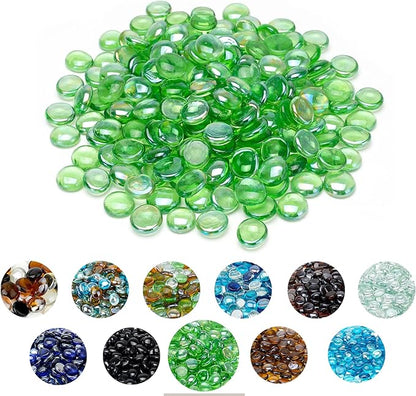 Skyflame 10-Pound Fire Glass Beads for Fire Pit Fireplace, 1/2-Inch Size Emerald Green Reflective Decorative Blended Fireglass Drops for Landscaping