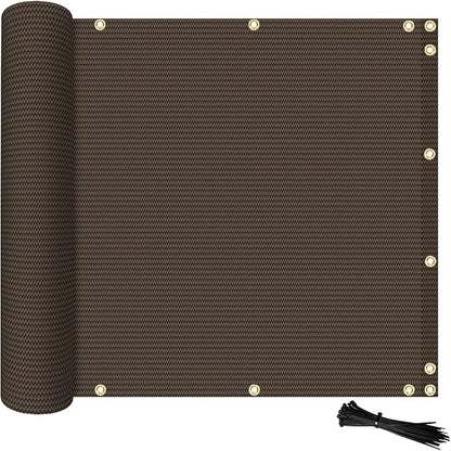ECOOPTS 3'x50' Balcony Privacy Fence Screen with Zip Ties, Outdoor UV Protection Fence Cover for Balcony Porch Patio Deck Yard (Brown)