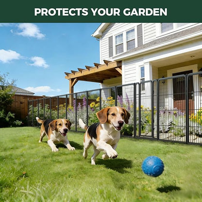 FXW Garden Fence Outdoor for the Yard – 32in(H) x 109.4ft(L) Heavy Duty Metal Animal Barrier for Dog, No Dig Decorative Dog Fence, 48 Panels, Black
