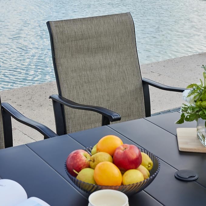 VICLLAX 3 Pieces Small Outdoor Furniture, 2 Patio Swivel Chairs and Small Square Outdoor Table for 2, Mixed Brown Chairs & Black
