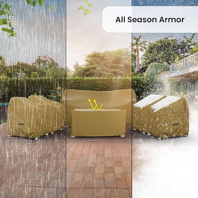 Covers & All Patio Furniture Cover Set, 6 Piece Outdoor Furniture Covers, Water-Repellent UV & Weather Resistant Covers for Sofa, Chairs & Coffee Table with Elastic Tie-Downs & Padded Handles