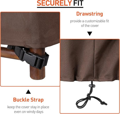 Arcedo Outdoor High Back Chair Covers Waterproof, Heavy Duty Stackable Dining Swivel Chair Covers, All Weather Resistant Patio Furniture Cover, 29”W x 30”D x 42”H, 2 Pack, Beige & Brown