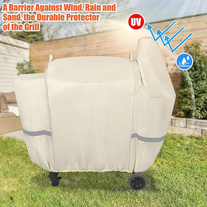 Grill Cover for Pit Boss Pro Series 850, 820 Deluxe/ 820D/ 820FB/ 820D3/ 820SC/ 820XL 820PS1 820CS1 Competition, Sportsman 820 Wood Pellet Grills, Grill Cover with Elastic Drawstrings, Beige