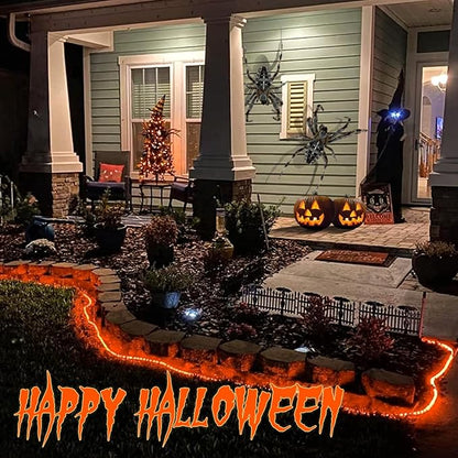 YEGUO Orange Lights for Tanksgiving, 2 Pack Each 33ft 100 LED Rope Lights Outdoor, 8 Modes Fairy Lights in Clear Thin Tube for Fall Autumn Thanksgiving Halloween
