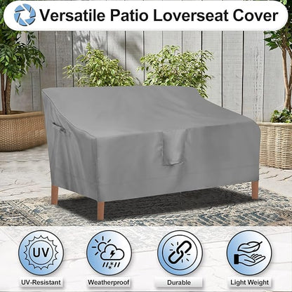 OutdoorLines Outdoor Waterproof Patio Loveseat Couch Cover - UV Resistant Patio Sofa Furniture Covers Weatherproof Heavy Duty Glider Covers for Outdoor Furniture, 58Wx32.5Dx31H Inches, Gray