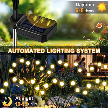 NBQQ Solar Garden Lights,Solar Firefly Lights,Solar Lights Outdoor Decorative,Sway by Wind, High Flexibility Iron Wire & Heavy Bulb Base,Yard Patio Pathway Lawn(Warm White, 8 Pack)