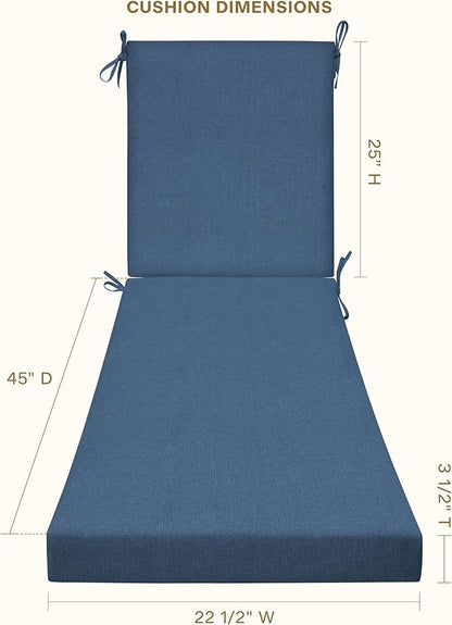 Honeycomb Outdoor Heritage Chaise, 22.5" W x 70" L, Textured Solid Pacific Blue Chair Cushion for Patio Furniture