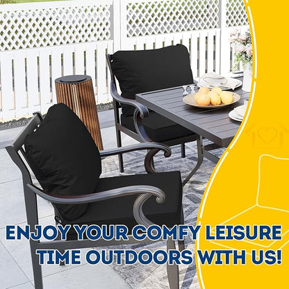 AAAAAcessories Outdoor Seat Cushions for Chairs, Fade-Resistant, Waterproof Patio Furniture Replacement Cushions, 21" x 21" x 3" + 21" x 17", Charcoal Black