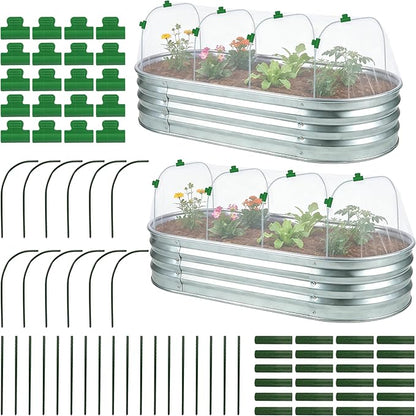 Fayoo Garden Netting for Raised Beds with 60 Garden Hoops, 2 Pack Raised Garden Bed Cover, 0.04in Ultra Fine Mesh Bird Netting Pest Barrier for Vegetables Fruits, DIY Plant Support Kit with 20 Clips