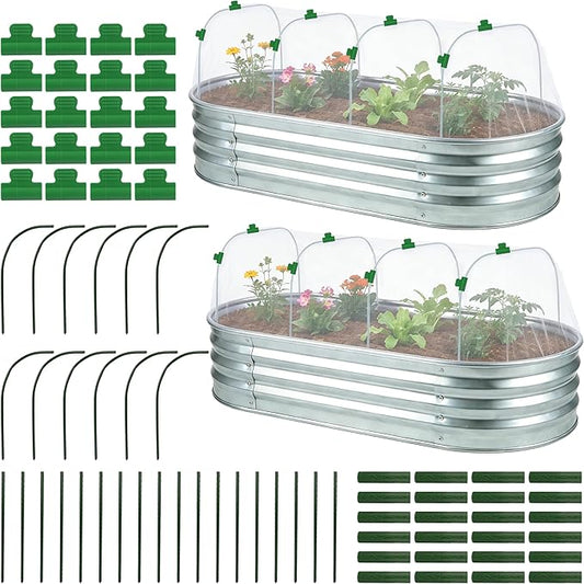 Fayoo Garden Netting for Raised Beds with 60 Garden Hoops, 2 Pack Raised Garden Bed Cover, 0.04in Ultra Fine Mesh Bird Netting Pest Barrier for Vegetables Fruits, DIY Plant Support Kit with 20 Clips