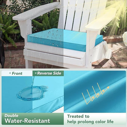 Summsun Outdoor Chair Cushions Set of 6: Waterproof & Fade Resistant Seat Cushion for Patio Furniture - 19 x 19 x 2 Inch Chair Pads with Ties and Hidden Zipper - Patio Chair Cushion Replacement, Teal