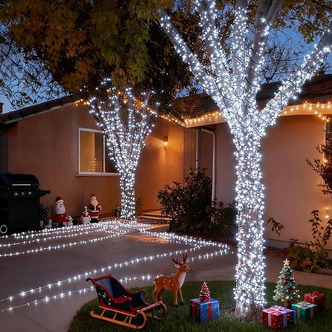[4 Pack] Solar Christmas Lights Outdoor, 480 LED 157FT Solar Twinkle Light Outdoor with 8 Modes & Memory Function, Waterproof Chrismas Lights for Xmas Tree Party Decorations