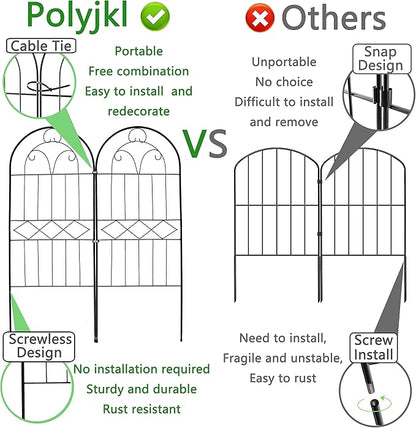 Decorative Garden Fence 30in (H) x 10ft (L), 10 Pack Rustproof Metal No Dig Fence Animal Barrier, Arched Flower Bed Edging, Wire Border Fencing Panel for Dog, Yard, Patio, Outdoor, Decor