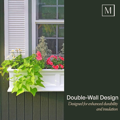 Mayne Fairfield 2ft Window Box, Self Watering Flower Box with Double Wall Design, All Season Fade Resistant Outdoor Window Planter with Steel Mounting Bracket, Graphite Grey