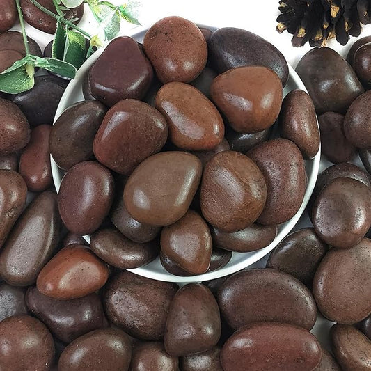 YISZM 20lbs Red River Rocks for Landscaping, 1-2 Inch Natural Pebbles for Indoor Plants, High Polished Decorative Stones Vase Filler Fish Tank Aquariums Garden