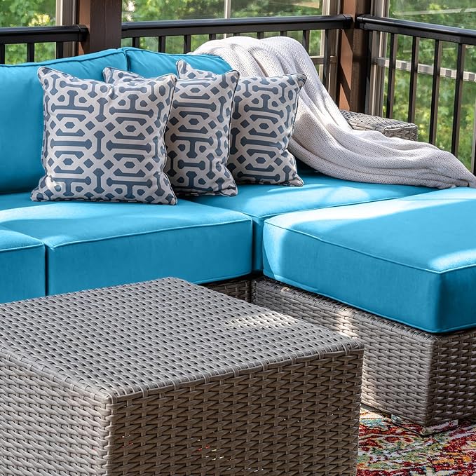 9 Piece Outdoor Patio Waterproof Cushion Covers, Fits 4-Seat Wicker Rattan Sectional Couch Chair Furniture Cover Replacement Set - Fade-Resistant Patio Cushion Covers with Zipper