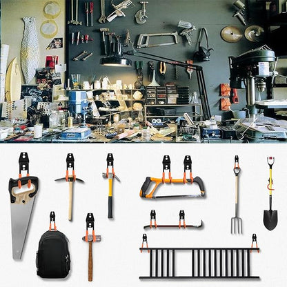 24 Pack Garage Hooks Steel Heavy Duty Garage Storage Hooks Utility Steel Wall Mount Garage Hanger&Organizer for Bikes,Garden Tools, Ladders, Bulk Items，Ropes and More Equipment