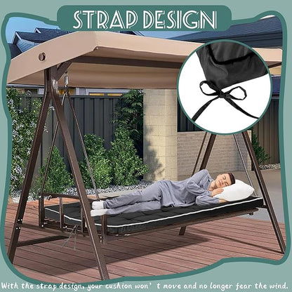Replacement Cushions for Swing, Swing Cushions 3 Seater Replacement, Waterproof Thicken Washable Pad Cushion for Outdoor Indoor Furniture Swing Patio (Black, 40x70 inch)