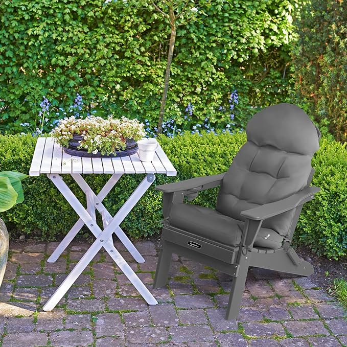 FUNBERRY Adirondack Chair Cushions Set of 2, Thicken Comfy Cushions for Rocker Non Slip Fade Shield Waterproof High Back with Ties
