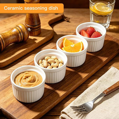 4 Pcs Ceramic Ramekins Oven Safe, Creme Brulee Ramekins（5 oz）