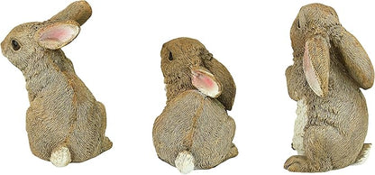 Design Toscano QM92008 Bunny Den Rabbits Indoor/Outdoor Set of Three Garden Animal Statues, 5 Inches Tall, Handcast Polyresin, Full Color Finish