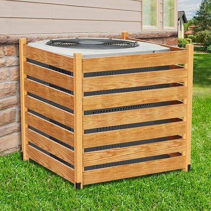 LILYPELLE 36in W x 36in H Air Conditioner Fence, 3 Panels Outdoor Wood Fence Privacy Screen with Planter Box, Outside Trash Can Pool Equipment Enclosure Panels Decorative Fences
