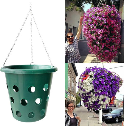 Bloom Master Hanging Baskets - 6 Gallon (1 Pack) - Large Hanging Planters for Outdoor Plants - Use as a Hanging Flower Basket, Strawberry Planter, Herb Planter, More - Hanging Pots for Plants Outdoor