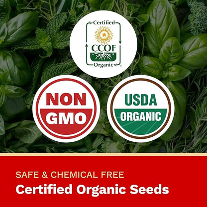 The Harvest Company Organic Pizza Garden Seed Collection, Non-GMO, Certified USDA Organic, Open-Pollinated Garden Seeds for Indoor Outdoor Planting, 195 Seeds Total