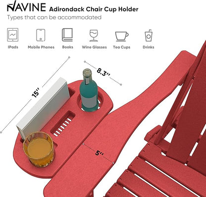 Adirondack Chair, HDPE Folding Adirondack Chair with Multifunctional Cup Holder, Weather Resistant Fire Pit Chair for porches, patios, patios, poolsides, Decks.