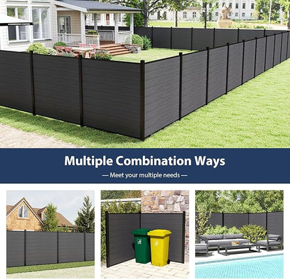6ft W x 6ft H Outdoor Privacy Fence with Underground Sturdy Alloy Post, Tall Wind Resistant Fence Covering Privacy for Yard Backyard Garden and Swimming Pool(1 Post)