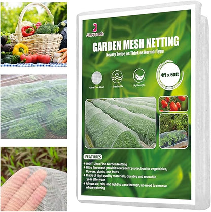 Garden Netting, Jevrench Durable Ultra Fine Garden Netting, Garden Plant Cover Row Cover Makes Plants, Vegetables, Fruits, and Flowers Grow Better (4ft x 50ft)