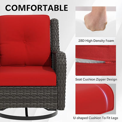 Outdoor Chair Cushions Set for Patio Furniture, 22x25/22x24 Inch, Waterproof & Fade Resistant Patio Chair Cushions, Thick Patio Furniture Cushion for Chair, Sofa, and Couch (Red, 5 Set)