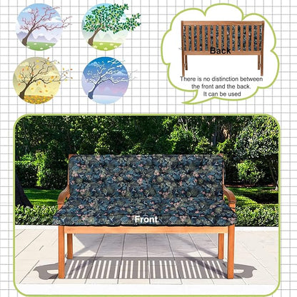 Replacement Cushions for Swing, Waterproof Porch Swing Cushion, 2-3 Seat Replacement Swing Seat Cushion with Backrest and Ties for Patio Backyard Porch Garden (Hummingbird, 40 * 70.8 in)