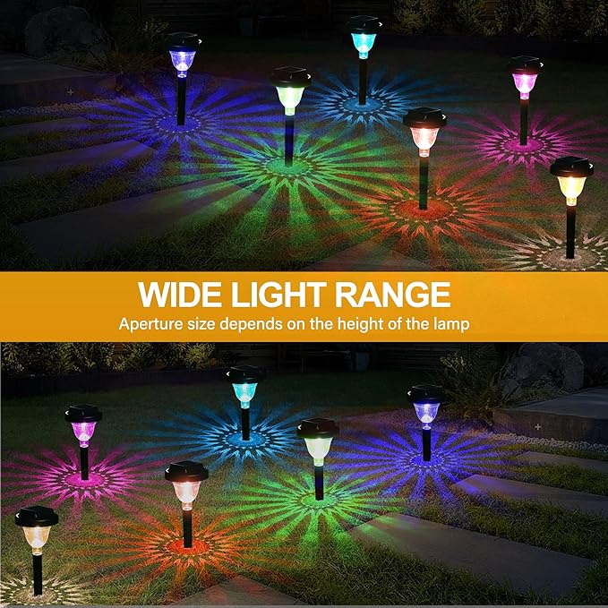 Siatom Solar Pathway Lights 8 Pack, Bright RGB Color Changing Solar Path Lights Outdoor Waterproof IP65, for Outside, Walking Path, Garden, Lawn, Walkway, Yard (Multicolor)