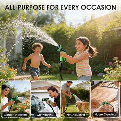 Garden Hose 75 FT, Non-Expanding Lightweight Water Hose with 10 Function Nozzle, Flexible, Kink Free, Wear-Resistant Fabric Leak Proof Garden Hoses for Outdoor, Yard, Lawn, Car, Marine, RV, Pet Bath