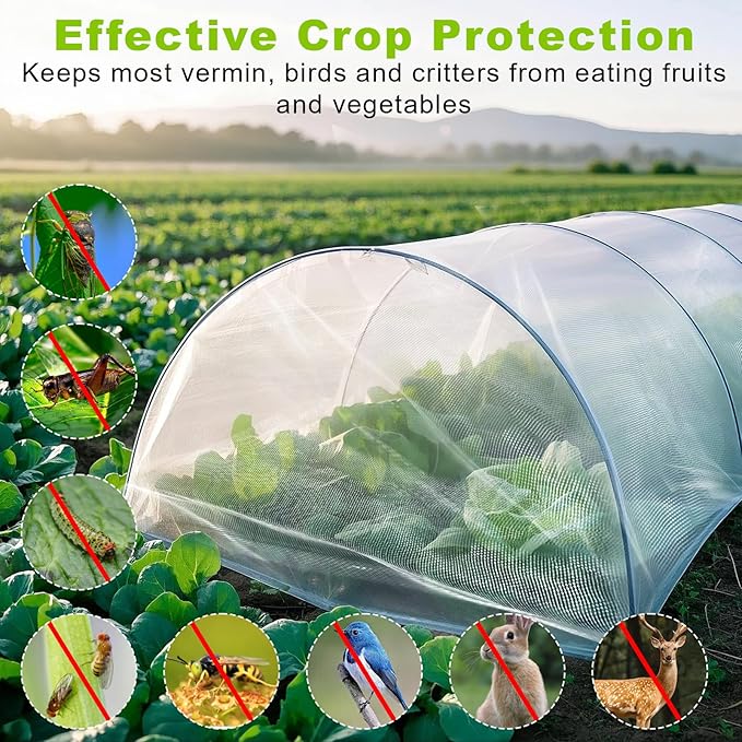 Remiawy Garden Netting, 2 Pack 10 x 33 FT Ultra Fine Garden Mesh Netting for Plants, Gardening Raised Bed Barrier Row Cover Protection Screen for Fruits Flowers Vegetables from Birds Animals Deer