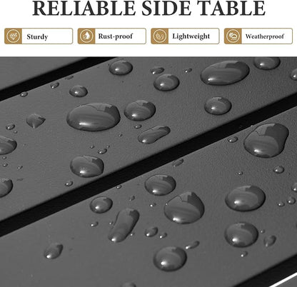 Crestlive Products Outdoor Side Table,Aluminum Rectangular Side/End Table, Small Patio Coffee Bistro Table for Outdoor Indoor (Black)