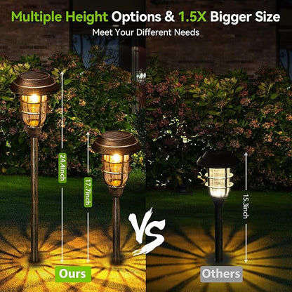 LETMY Solar Outdoor Lights, 8 Pack Bright Solar Pathway Lights Outdoor Waterproof, Up to 12 Hrs Auto On/Off Solar Garden Lights Outdoor Solar Lights for Yard Patio Walkway Driveway Pathway - Bronze