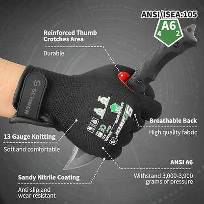 FreezeGuard Winter Work Gloves for Men and Women, ANSI A6 Cut Resistant Gloves With Super Grip, Freezer Glove for Work Below Zero, Touchscreen, Thermal Insulated, PR3388, Black Knight (S, 2 Pairs)